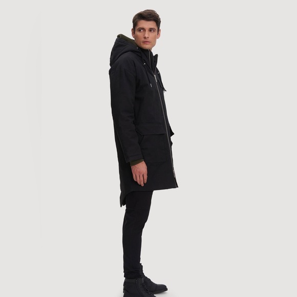 NOIZE BAKER MENS FULL ZIP HOODED MID LENGTH PARKA JACKET BLACK SIZE XXL NWOT - Picture 7 of 15